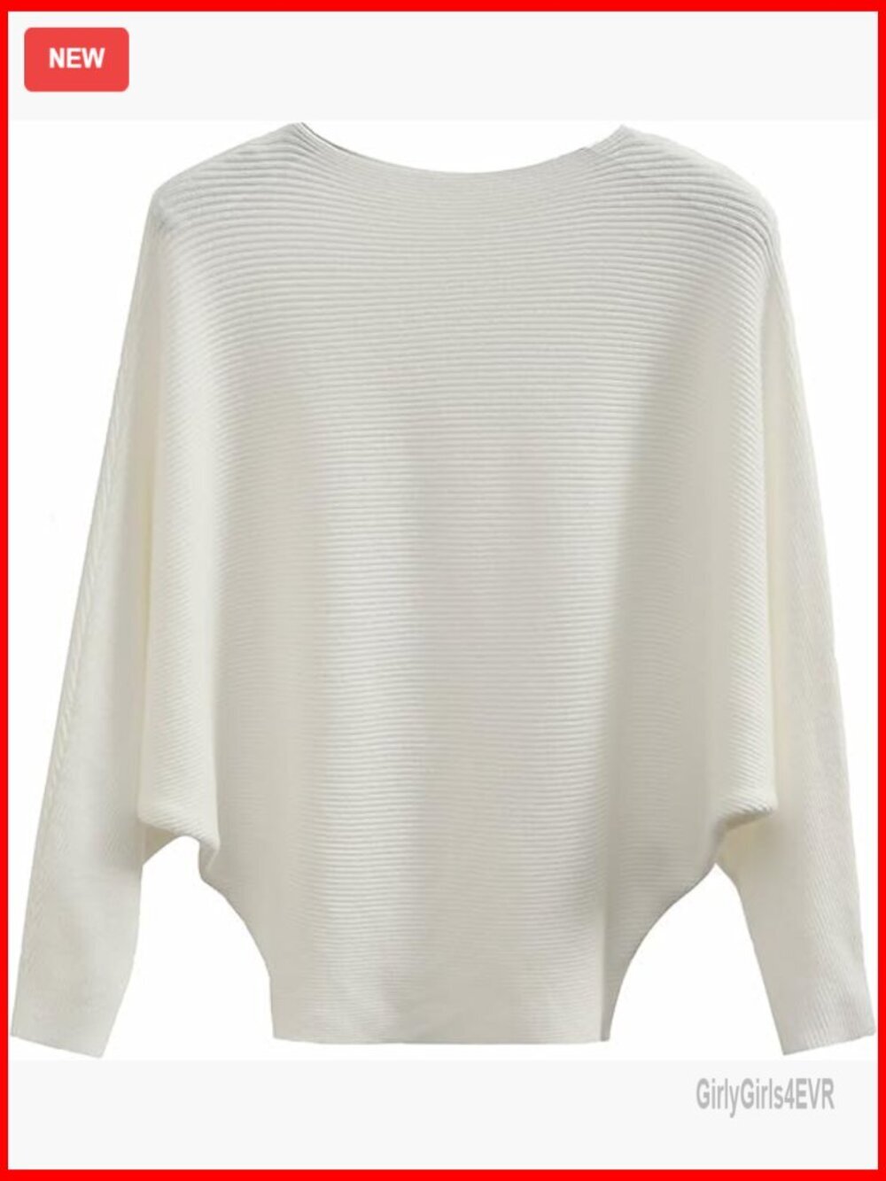 Oversized Boat Neck Batwing Sleeve Pullover Sweater Soft Ribbed Knit
